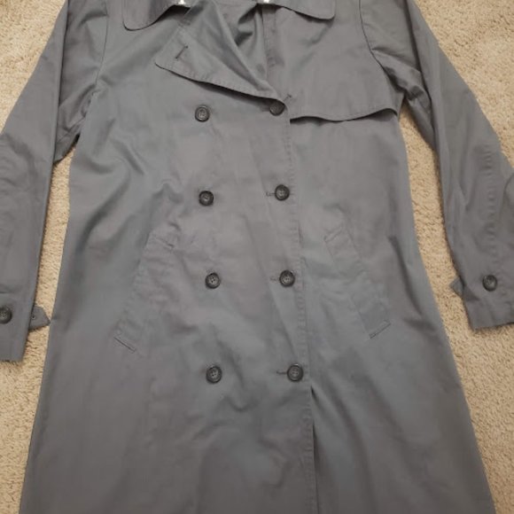Garnet Hill Women Size Large Gray Cotton Button Down Trench Coat - Picture 5 of 6